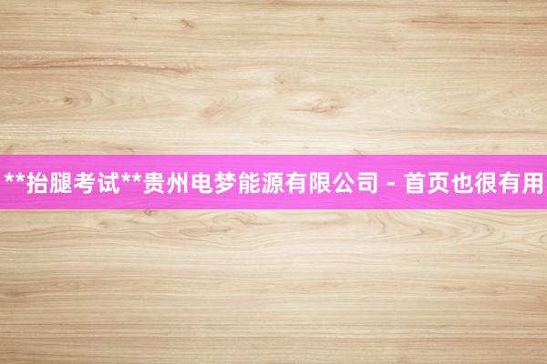 **抬腿考试**贵州电梦能源有限公司 - 首页也很有用
