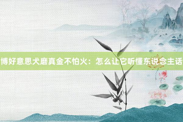 博好意思犬磨真金不怕火：怎么让它听懂东说念主话