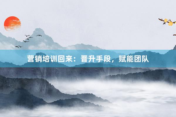 营销培训回来：晋升手段，赋能团队