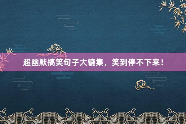 超幽默搞笑句子大辘集，笑到停不下来！